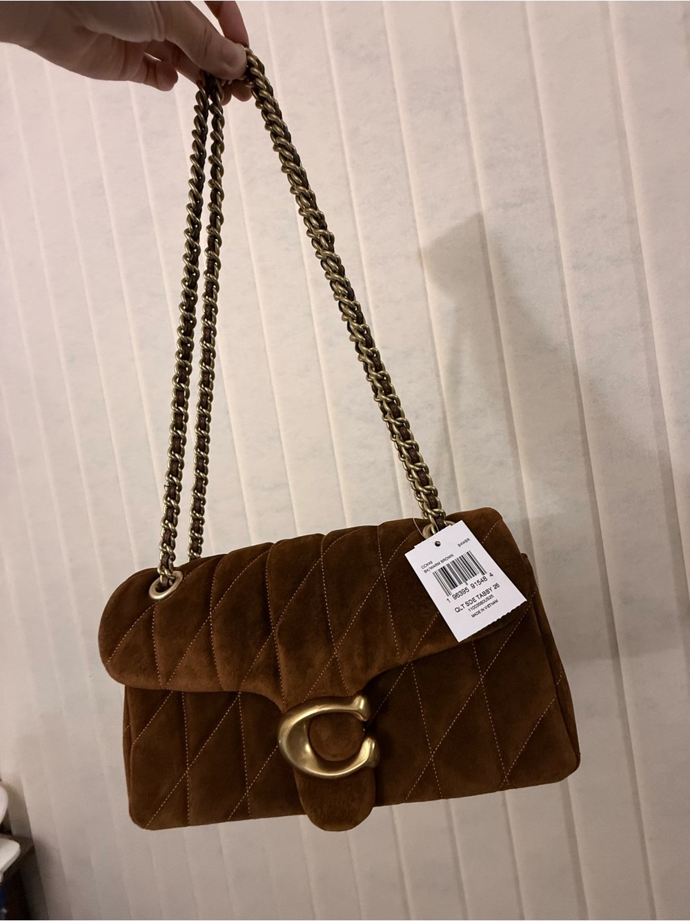 Coach Quilted Tabby 26 Warm Brown Suede